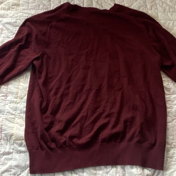 Mens Eddie Bauer V-Neck Burgundy Sweater Cotton/Merino Size Large LXL - Picture 5 of 5
